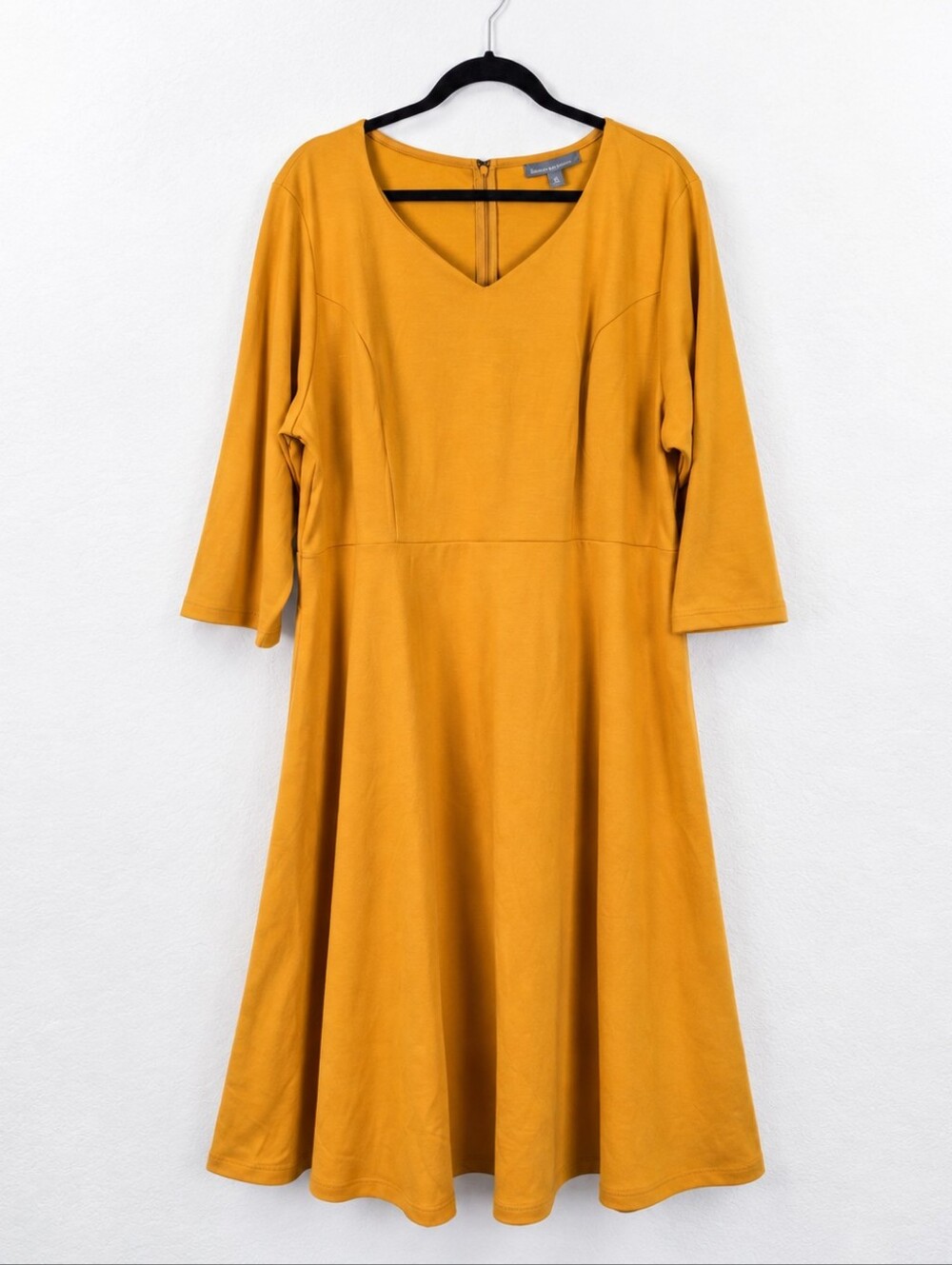Jessica London 26W NWT Mustard Gold Fit Flare Dress Pockets Fall Teacher Career